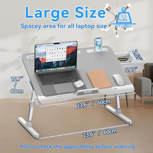 HETTHI Bed Desk for Laptop, X-Large Leather Adjustable Lap Desks for Adults