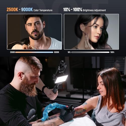 NEEWER Basics LED Selfie & Tattoo Light Compatible with iPhone, Clip on CPL Filter/Tripod Stand/Phone Holder, Fill Lighting Remove Reflection for Art Food Jewelry Photography Video Recording, BL120B