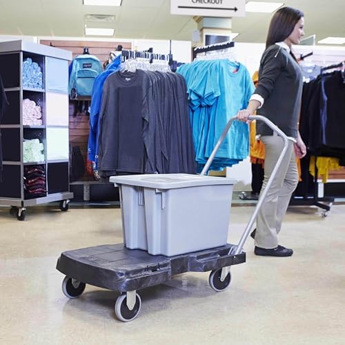 Rubbermaid Commercial Products Triple Trolley Folding Handle Dolly/Cart/Platform Truck with wheels, 500 lbs Capacity, for Moving/Warehouse/Office