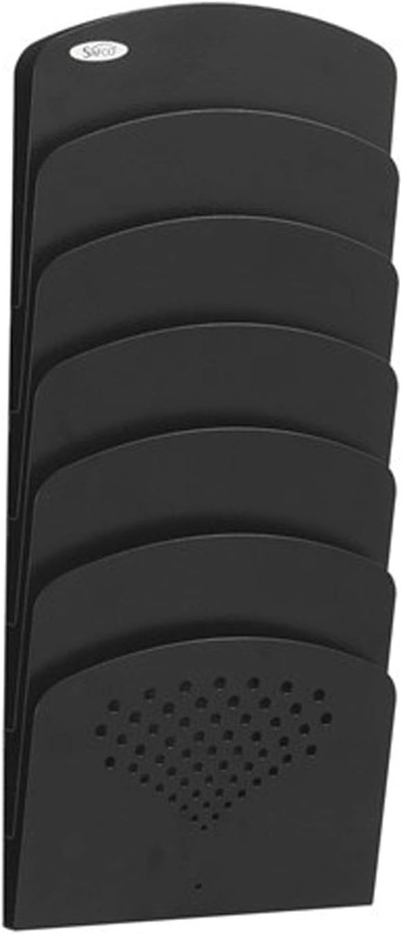 Safco Wall Mounted Literature Organizer, 7 Pocket Rack for Documents Paper Magazines and More, Steel, Black