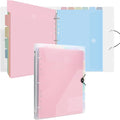 Uquelic A4 Binder, Folio Document Organizer, 3 Ring Folder Letter Size | Cute 12-Pocket Life Binder for Paper, Files, Photos, Letters, Cards (Clear-Macaron)