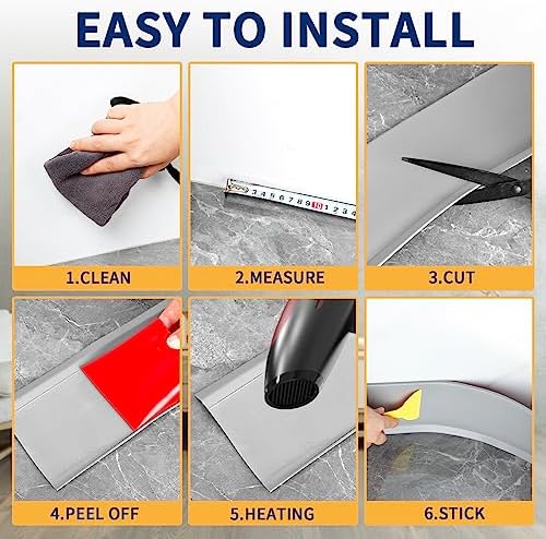 Vinyl Baseboard Molding Trim 6 Inch Peel and Stick Cove Base