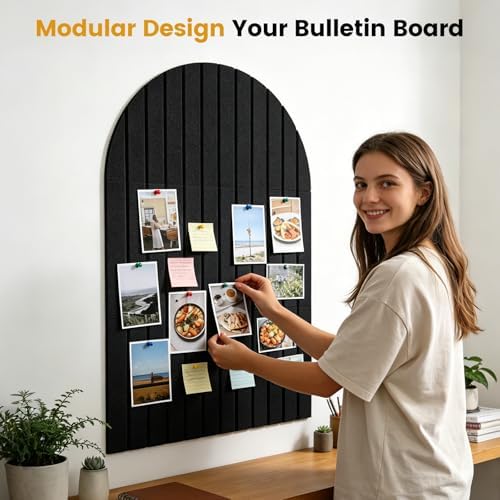 Arched Felt Bulletin Board (Black), 35"x24" Large Wall Decor