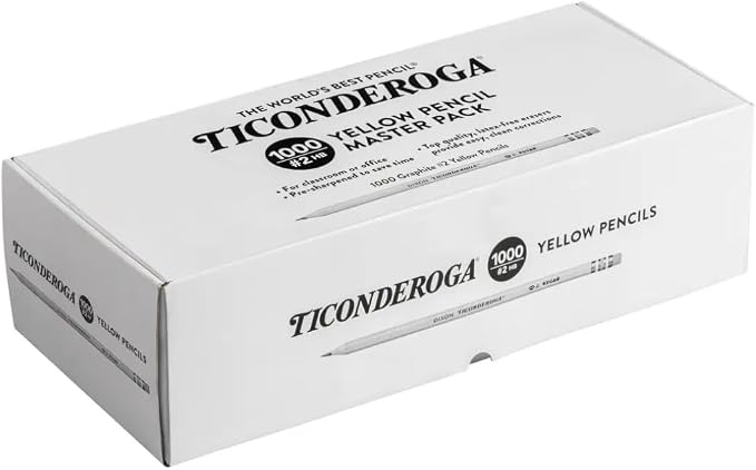 Ticonderoga Wood-Cased Pencils, Pre-Sharpened, 1000/Box, 2 Boxes