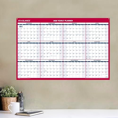 AT-A-GLANCE 2026 Wall Calendar, Monthly, 24" x 36", Extra Large, Paper, Reversible, Vertical-Horizontal (PM2122826)