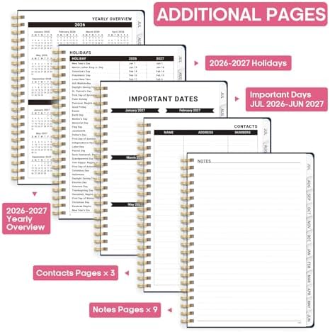 Planner 2026-2027, Weekly & Monthly Academic Calendar, Jul 2026 – Jun 2027