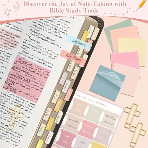 Flasoo 106 Pack Bible Study Supplies Journaling Kit for Women, Church Journal Note Taking Annotation Kit, Tabs and Highlighters Set with Pencil Case and More Bible Accessories Christian Gift