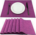 WAZAIGUR Placemats Crisscross Woven Vinyl Place Mats Set of 6 Purple