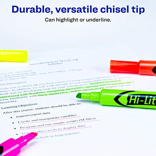 AVERY Hi-Liter Desk-Style Highlighters, Smear Safe Ink, Chisel Tip, 4 Assorted Color Highlighters (24063), (Pack of 3)