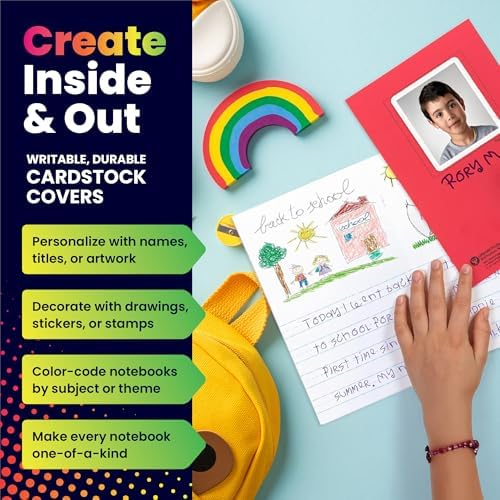 Hygloss Half Blank Books for Kids to Write Stories & Illustrate – Bulk 24 Pack – 5.5" x 8.5" A5 Primary Journal for Grades K-2, Preschool/Kindergarten Notebook with Picture Space – 24 Pages, Colored