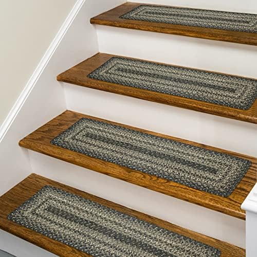 Homespice Flint Hill Jute Braided Stair Treads, Rect 8x28 Set of 13