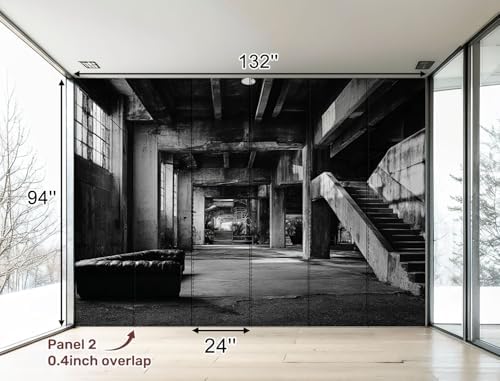 Wall Mural Peel and Stick Design Industrial Interior Large Wallpaper Self Adhesive Contact Paper Removable 3D Wall Sticker for Living Room Bedroom 94"x132"