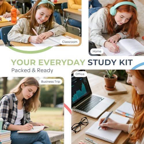 Nicpro School Supplies Stationary Set with Pencil Case, 50 PCS Green | Back to Schoo Supplies, Pen Case with 12 Highlighter, 5 Gel Pen, 6 Mechanical Pencil, Essentials for College, Nursing Student