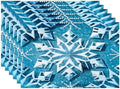Batmerry Blue Winter Snowflakes Linen Placemats Set of 6, Seamless Blue Abstract Geometric Washable Table Mats for Kitchen Table Thickened Heat Insulation Dining Set Indoor Outdoor 12X18 in
