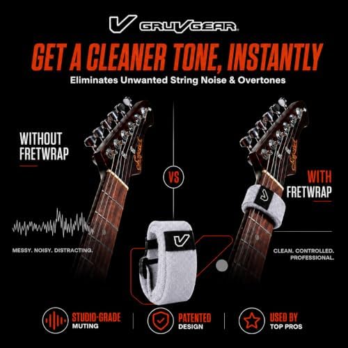 Gruv Gear Fret Wrap & Guitar Mute, Fretwrap for Acoustic, Electric & Bass | String Dampener Recording, Tapping & Practice Accessory (1 Pack, Small Off-White, Fits 4 String Bass, 6 String Guitar)