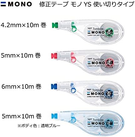 Tombow Pencil Correction Tape, 0.17 inches (4.2 mm), MONO Mono YS (Side Pull Type That Can Be Used Like a Pen), Disposable Type, 32.8 ft (10 m), Pack of 3 (CT-YS4 x 3)