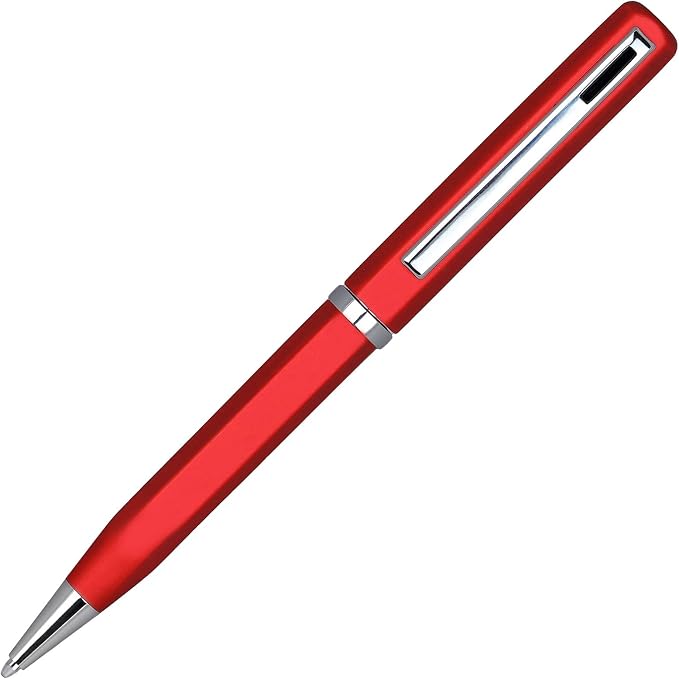 Lanier Licia Ballpoint Pen - Shiny Chrome Ring & Parts with Medium Tip 0.7mm Cross Style Refill (with Accents - White or Black or Pink or Purple)