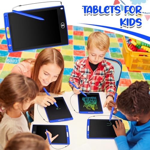 Zhehao 24 Pcs LCD Writing Tablet Kids Board, Blue, Round Style