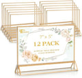 EHWINE 12 Pack Acrylic Sign Holder 5 x 7 Horizontal, Double-Sided Stand up Table Top Sign Holders, Gold Acrylic Picture Frame Menu Flyer Paper Holder Display Stand for Office Business Store Wedding Party