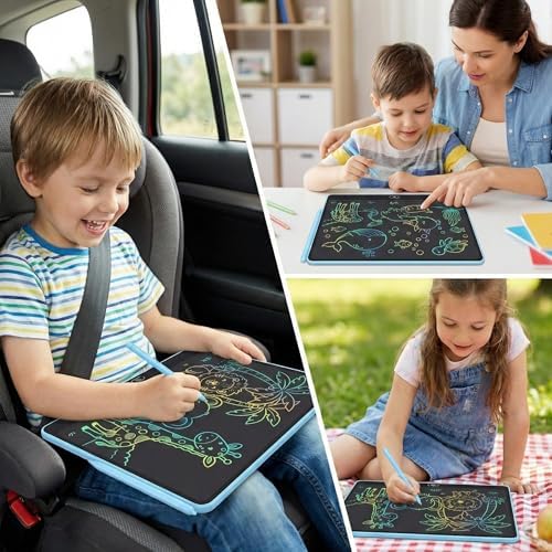 16 Inch LCD Writing Tablet 2 Pack, Large Electronic Notepad for Adults, Reusable Digital Memo Board for Office Desk and Meetings, Erasable Paper Tablet, Battery Operated（Blue & Black