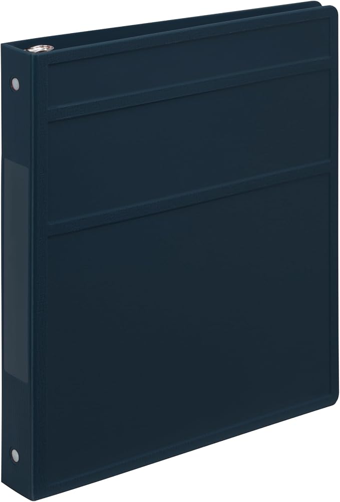 Carstens 1-Inch Heavy Duty 3-Ring Binder - Side Opening, Navy Blue, Durable Plastic, No-Gap Rings, Waterproof Cover, No Pockets, Holds 125 US Letter Sheets, BPA-Free, Made in USA (8708-3R), Case of 18