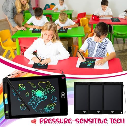 Zhehao 64 Pcs LCD Writing Tablet Bulk for Kids, 8.5 in, Colorful, Black