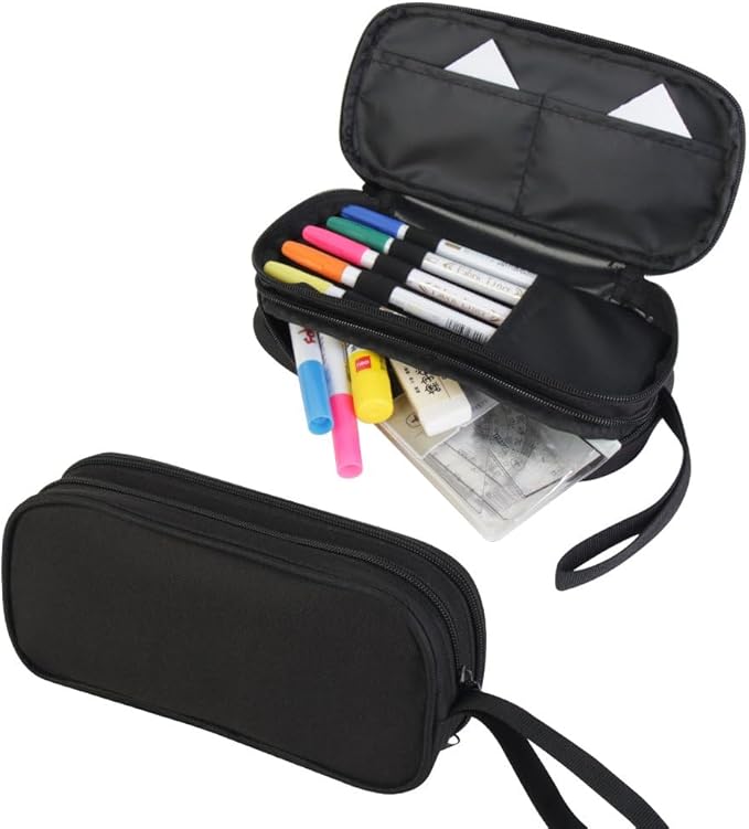 HiGaits Pencil Case for Boys,Multi-Slot Large Capacity Pencil Pouch with Soft Zipper, Durable Pen Box Cat