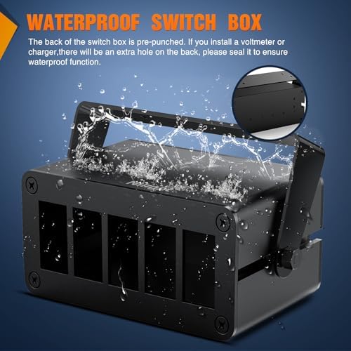 Nilight 5 Gang Rocker Switch Box Detachable Housing 5 Holes Aluminum Panel