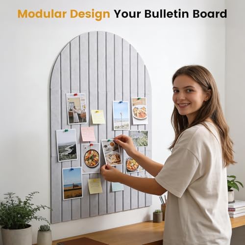 Arched Felt Bulletin Board (Light Camel), 35"x24" Large Wall Decor