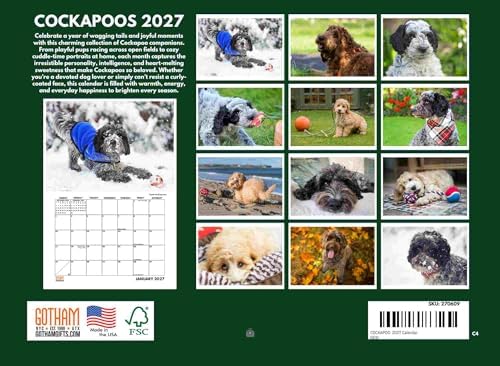 Cockapoo Calendar 2027 Monthly Wall Calender 12 Month