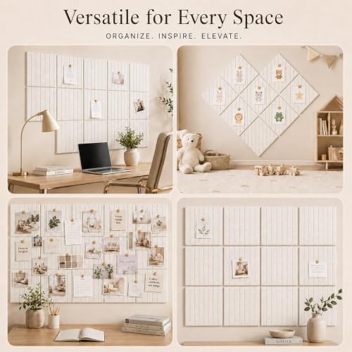 Stripe Felt Bulletin Board Tiles, Cork Board Alternative 48 x 36 in