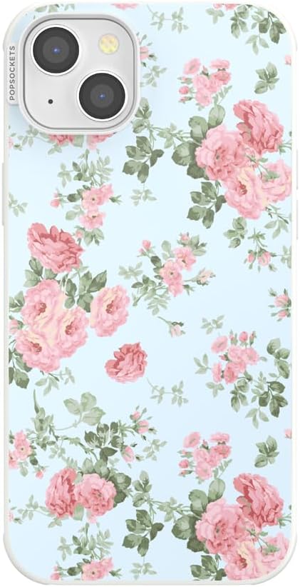 PopSockets iPhone 14 Plus Phone Case with MagSafe- Cottage Tutu Blue | Magnetic, Wireless Charging, Camera & Drop Protection, Light Blue, Baby, Flower, Floral