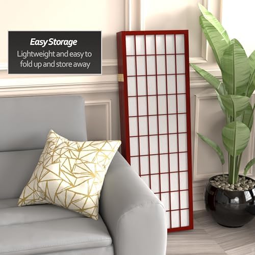 4 ft. Short Window Pane Shoji Screen - Rosewood - 6 Panels