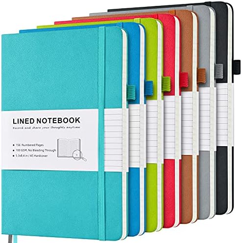 College Ruled Notebook, 7 Pack A5 Hardcover Lined Notebook for Work School
