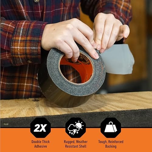 Gorilla Tape Tough & Wide,Black Tape,2.88" x 25 yd - Heavy Duty and Weather Resistant for Indoor or Outdoor,(Pack of 4)