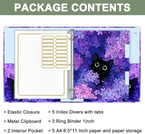 Rouidr 3 Ring Binder with clipboard, 1 inch 8.5 x 11 in Letter Size View Binders Organizer with Dividers Tabs & Clear Sleeves, School Supplies, Office Supplies