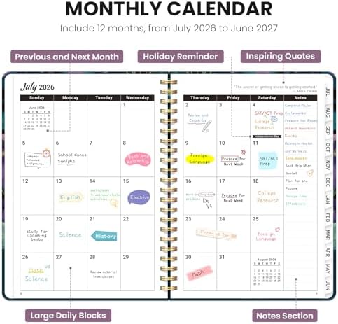 ZOTIA Planner 2026-2027 Jul 2026-Jun 2027 Academic Monthly & Weekly Planner