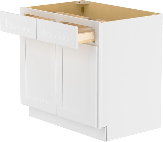 Furinno Shaker Drawer Base Kitchen Cabinet with 2-Doors, Ready to Assemble, 24 D x 36 W x 34.5 H, White