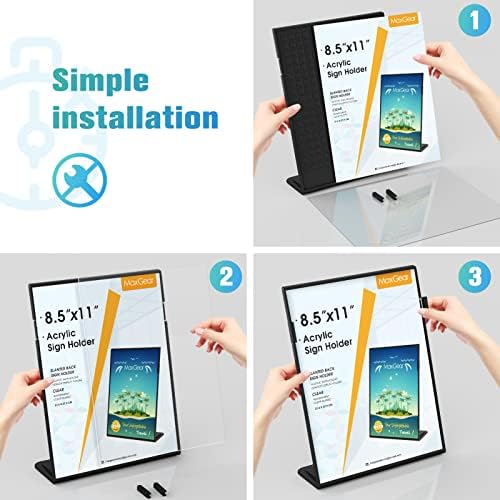 MaxGear Fall Resistant Acrylic Sign Holder 8.5 x 11 Inches 6 Pack