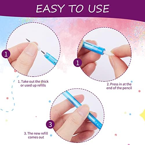 Crtiin 200 Pack HB Colorful Stackable Pencils, Translucent Multipoint Non-sharpening Stackable Pencil with Matching Eraser for Girls Students Teachers Office Supplies Rewards, 7 Colors
