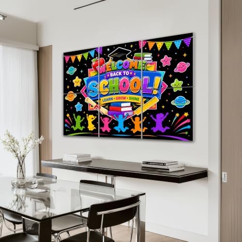 6 Pack Art Acoustic Panels Sound Absorbing Colorful Back to School Kids Books Graduation Decorative Soundproof Wall Panels Self Adhesive for Home Recording Studios 72"x48"