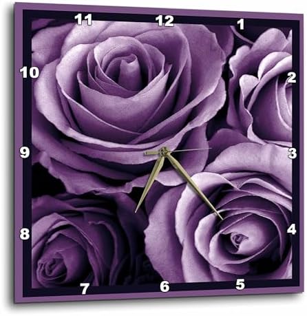 Wall Clock Silent - 13 inch - Close up of Dreamy Lavender Purple Rose Bouquet - Garden Nature Florals Flowers Roses Bouquet