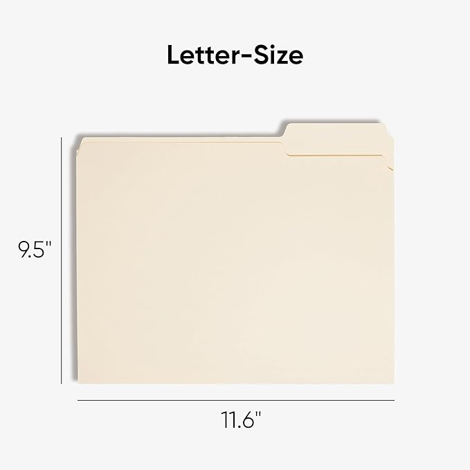 Smead File Folders Letter Sized, 1/3-Cut Tab, Assorted Positions, Letter Size Manila Folders, 100 Per Box (10381)