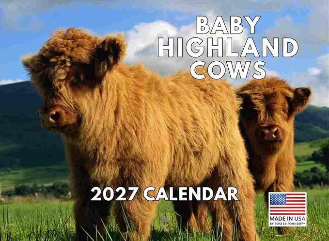 Baby Highland Cow Calendar 2027 Monthly Wall Calender 12 Month