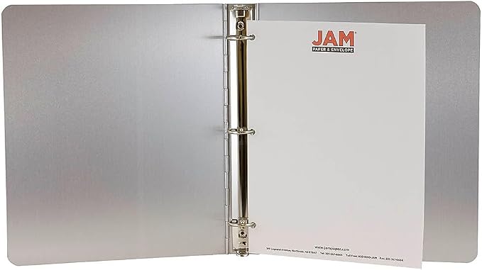 JAM PAPER Aluminium 1 inch Binders - Silver 3 Ring Aluminum Binder - Sold Individually