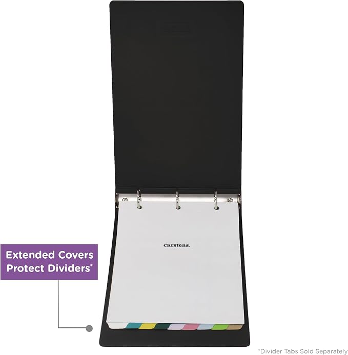 Carstens 3-Inch Heavy Duty 3-Ring Binder - Top Opening, Black, Durable Plastic, Precision No-Gap Rings, Waterproof Cover, No Pockets, Holds 400 Letter Sheets, BPA-Free, Made in USA (1755-3R)