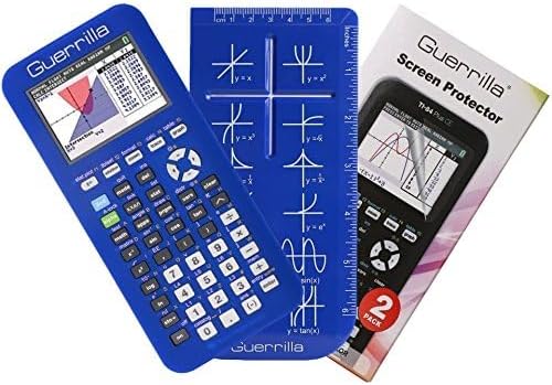 Guerrilla Silicone Case for Texas Instruments TI-84 Plus CE Color Edition Graphing Calculator With Screen protector and Graphing Ruler, Blue