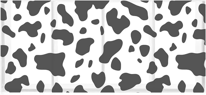 Classic Cow Print Clear Acrylic Cutlery and Pen Organizer, Acrylic Plastic Pencil Holder Square 4 Compartments Large Capacity Acrylic Pencil Holder Desk Pencil Organizer