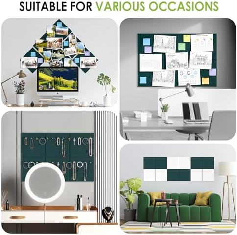 MaxGear Felt Bulletin Board 36" x 24", Dark Green Felt Wall Tiles Push Pins