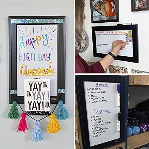 Quartet Magnetic Whiteboard, 11" x 17" Small White Board for Wall, Dry Erase Board for Kids, Perfect for Home Office & Home School Supplies, Dry Erase Marker, Magnets, Black Frame (79280)